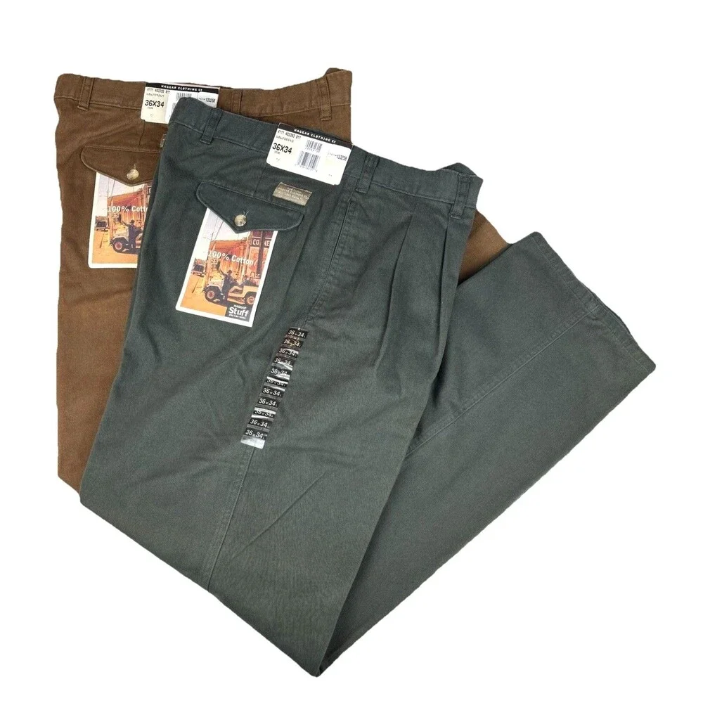 NWT Men's 2 Pairs Gorp Utility Preppy Chinos Size 36x34 Brown Green Pants